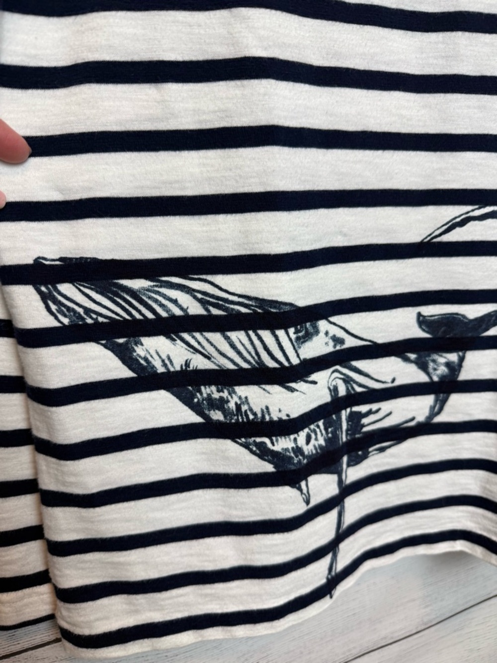J. Crew Navy & White Striped Long-Sleeve Top with Whale Motif - Picture 3 of 7